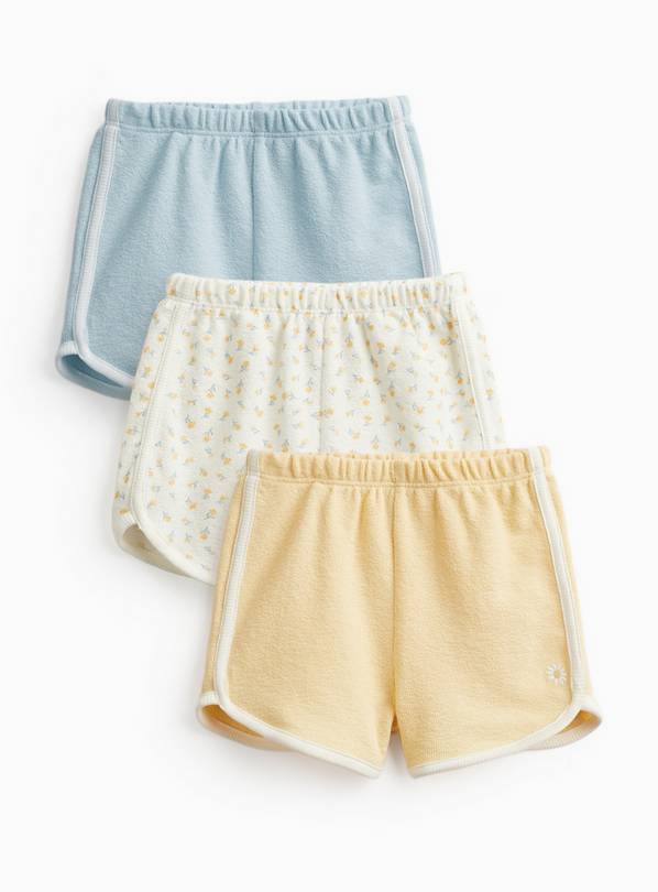 Plain & Floral Print Retro Style Shorts 3 Pack 6-9 months